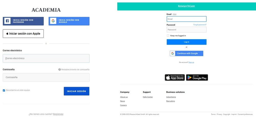 Creación de perfiles en Redes Sociales de Investigación Científica como ResearchGate, Academia.edu, entre otros